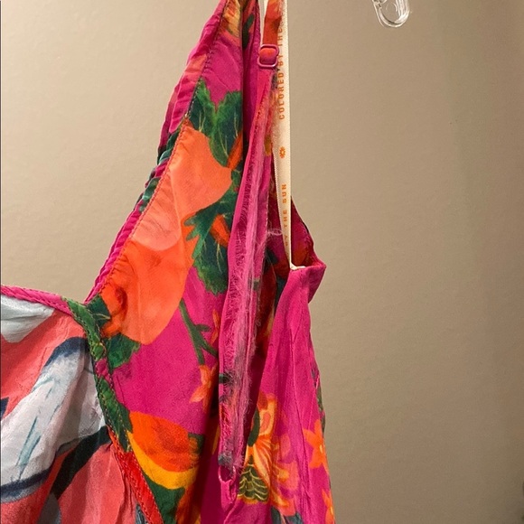 FARM Rio Mixed Flowery Ruffle One Shoulder Midi Dress Size M - Picture 14 of 16